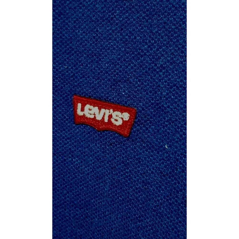 Levi's Men's XXL Polo Shirt‎ Blue Short Sleeve Red Logo Cotton Y2K